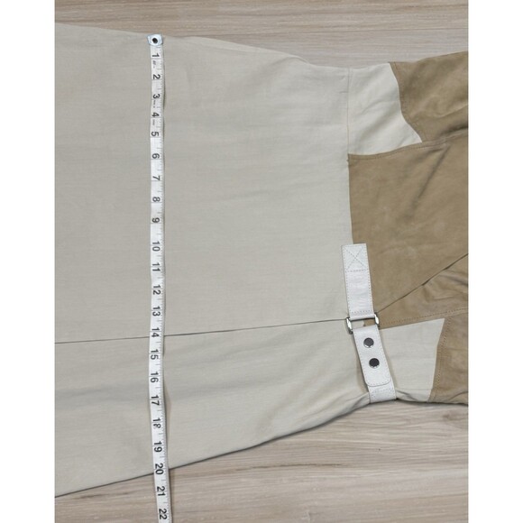 Lafayette 148 Leather Combo Wrap Dress A-Line w Buckle Beige Linen-Blend size 10 - Picture 16 of 16